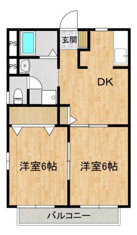 ソフィアヒルズD(2DK/2階)の間取り写真