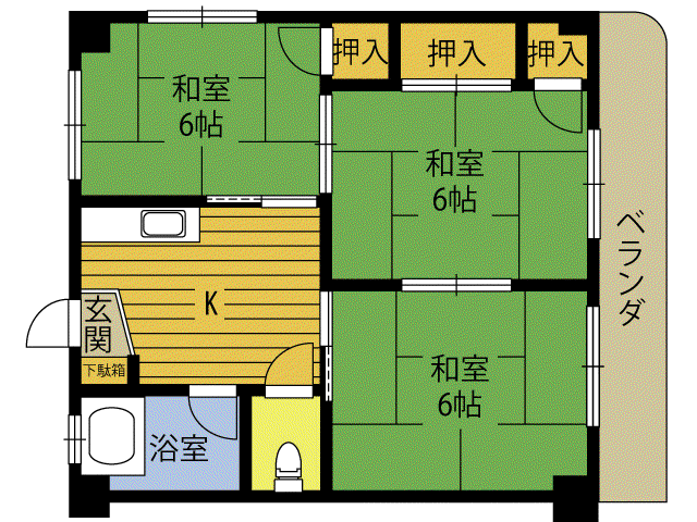 千疋ビル(3DK/3階)の間取り写真