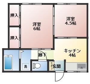 石渡アパート(2K/1階)の間取り写真