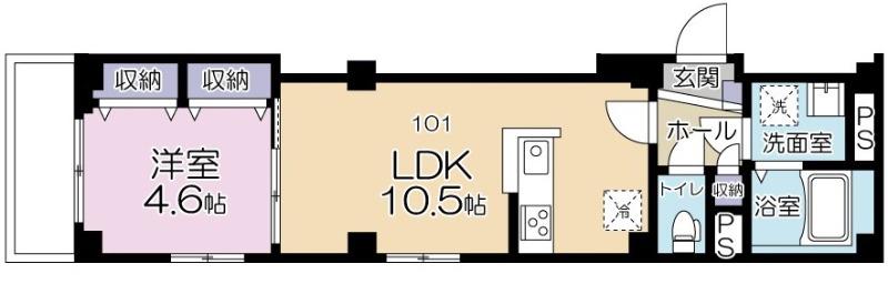 グリーンガーデン四谷(1LDK/1階)の間取り写真