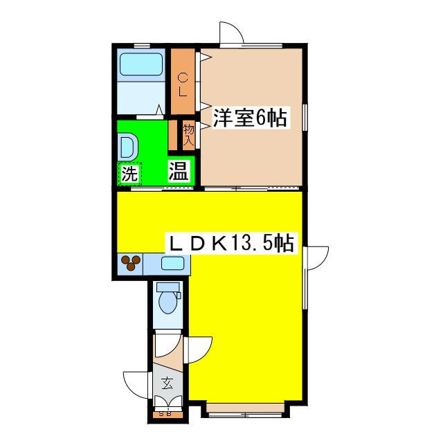 愛国ビレッジ5号館(1LDK/1階)の間取り写真