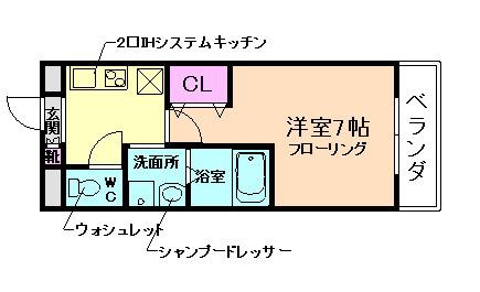 AILE石橋II(1K/3階)の間取り写真