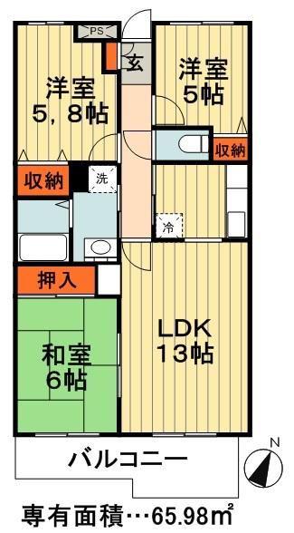 エムズ・アーク(3LDK/1階)の間取り写真