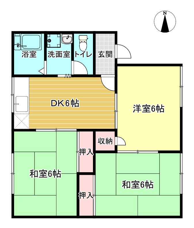 レジデンス桑原B(3DK/1階)の間取り写真