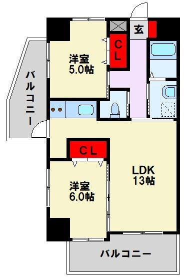 LE GRAND BLEU TROIS(2LDK/10階)の間取り写真