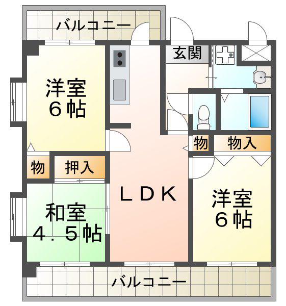ポートパレ(3LDK/3階)の間取り写真