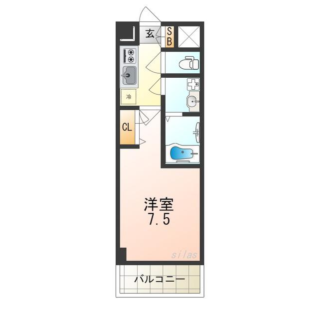 グランデュール大今里西(1K/3階)の間取り写真