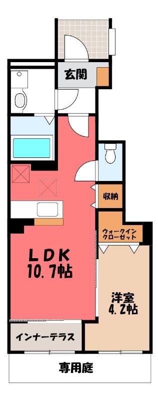 ジニアハイツ A(1LDK/1階)の間取り写真