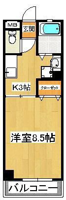 ビラシティー鈴木II(1K/3階)の間取り写真