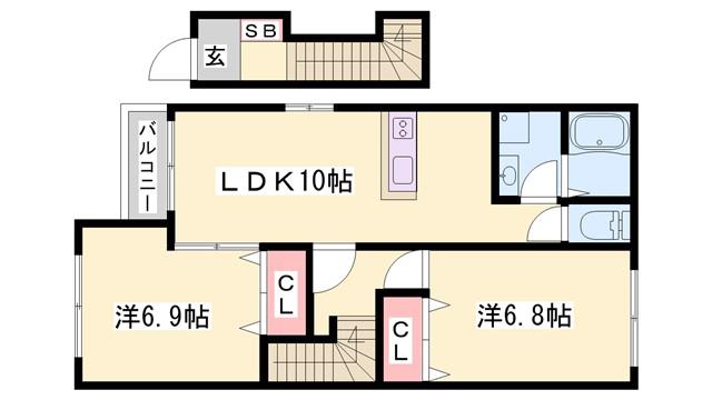 SUMIRE(2LDK/2階)の間取り写真