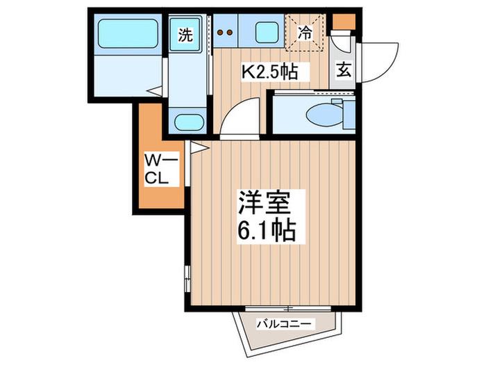 PRIME COURT(1K/1階)の間取り写真