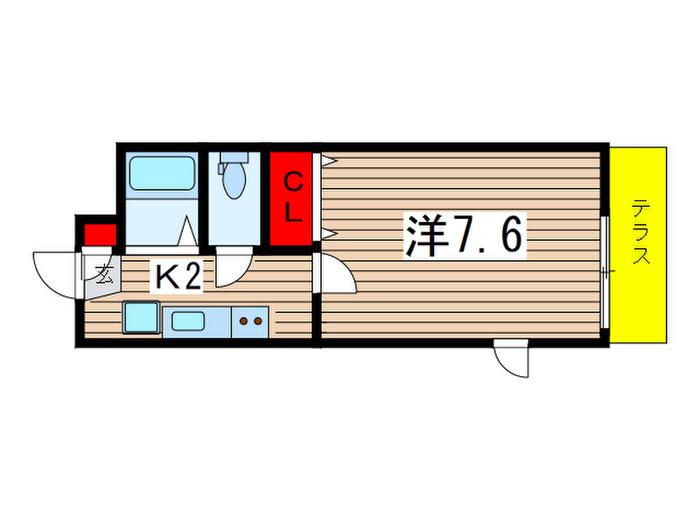 QUALIA V(1K/1階)の間取り写真