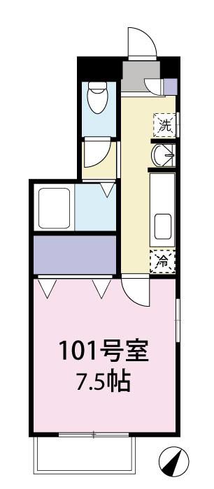 アネーロ駒沢(1K/1階)の間取り写真