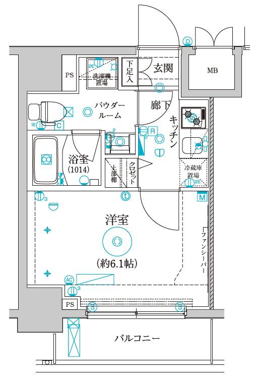 クレイシア品川戸越(1K/6階)の間取り写真