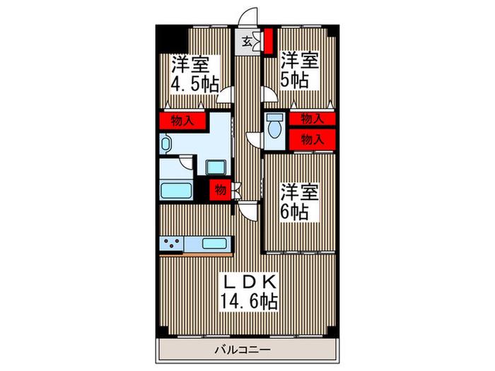 JUN青葉町コート(3LDK/3階)の間取り写真