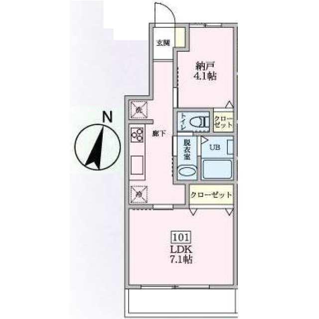 フロントフィールド9(1SLDK/1階)の間取り写真