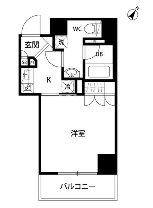 ボンナチュール入谷(1K/2階)の間取り写真