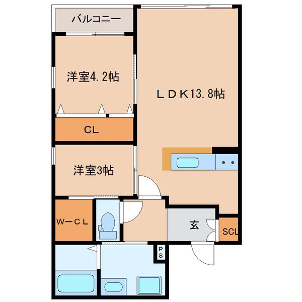 アルテマイスターリノ(2LDK/1階)の間取り写真