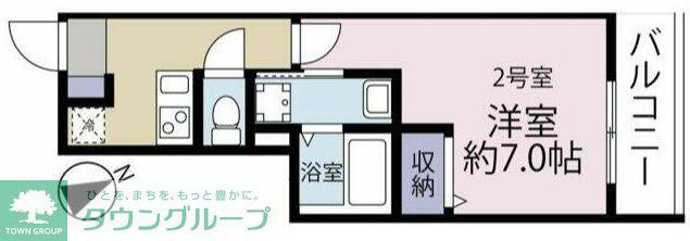 VINES海老名(1K/2階)の間取り写真