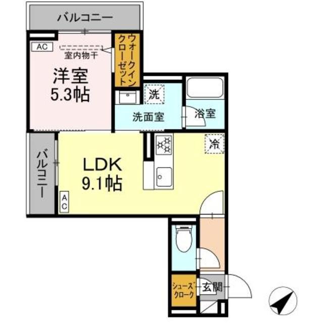 ヴェルレガーロ(1LDK/2階)の間取り写真