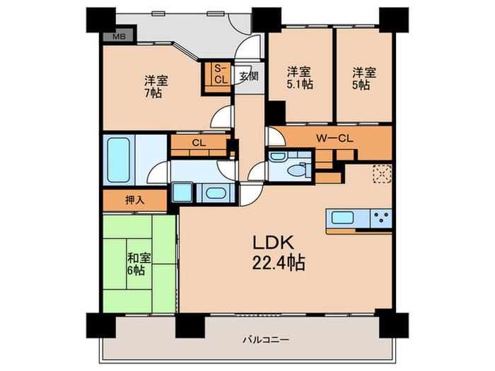 クレッセント東京リプライム(4LDK/5階)の間取り写真