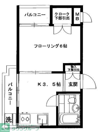 マック吉祥寺コート(1K/3階)の間取り写真