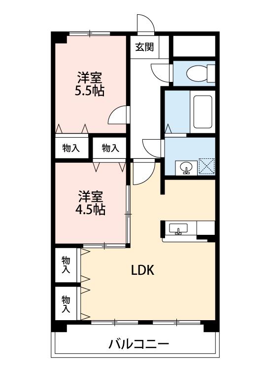 ユア・ステージ神明(2LDK/4階)の間取り写真
