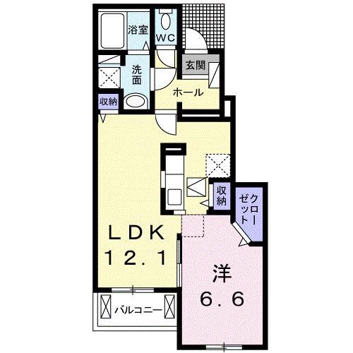 ＪＲ阪和線 下松駅(大阪) 徒歩7分 2階建 築7年(1LDK/1階)の間取り写真
