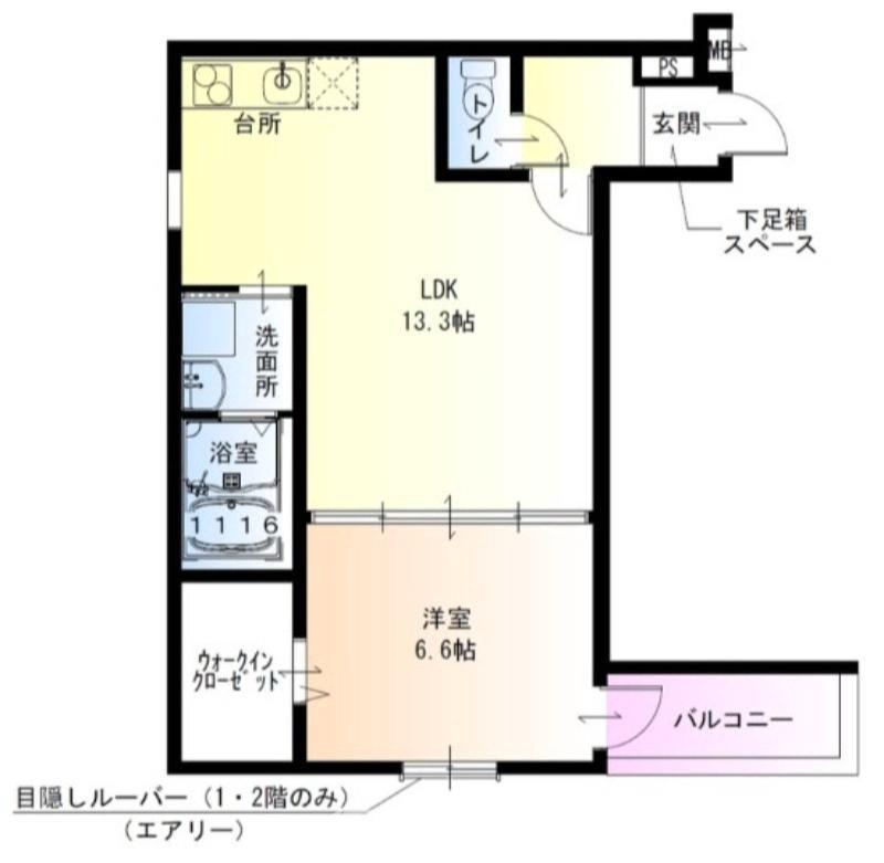 フジパレス湊駅東(1LDK/1階)の間取り写真