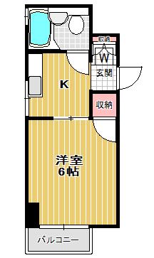 鳥利マンション(1K/2階)の間取り写真