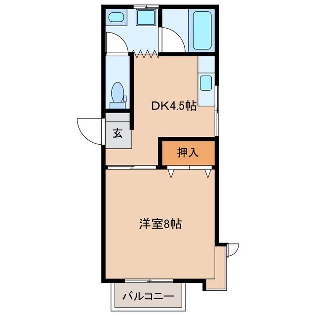 シャトー田崎パートII(1DK/2階)の間取り写真