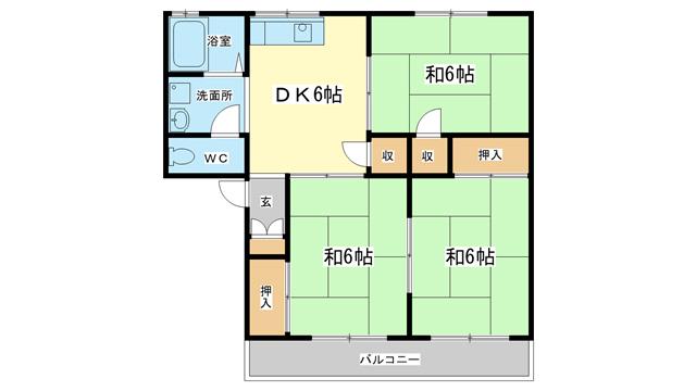 アーバンライフホワイト(3DK/2階)の間取り写真