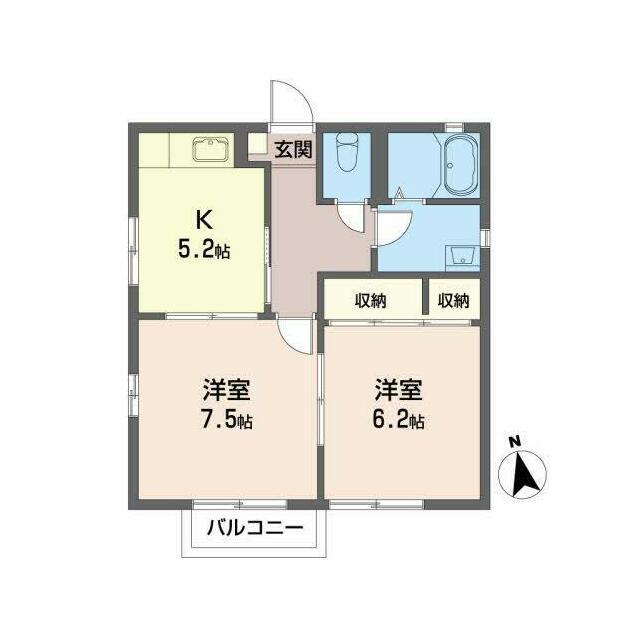 ポーシェ三月内 B(2K/1階)の間取り写真