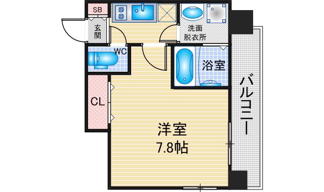 メイクス矢場町II(1K/7階)の間取り写真