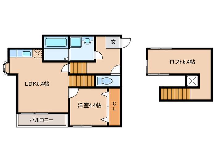 アットイーズ三苫(1LDK/2階)の間取り写真