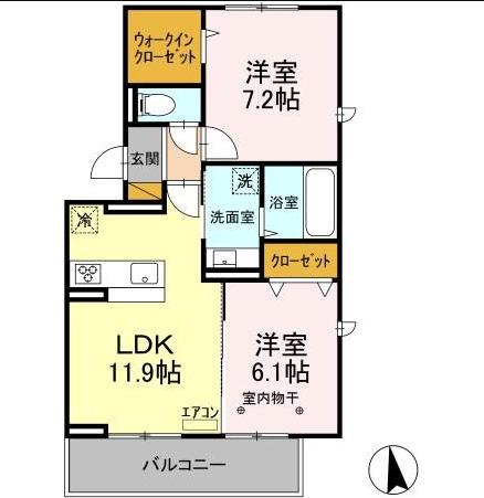 コンフォールクレール(2LDK/2階)の間取り写真