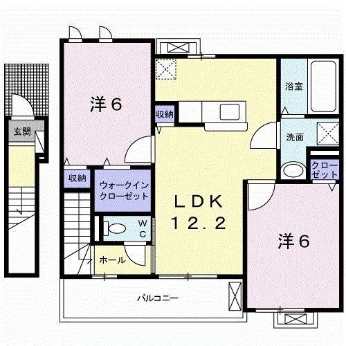 ブループラージュ(2LDK/2階)の間取り写真