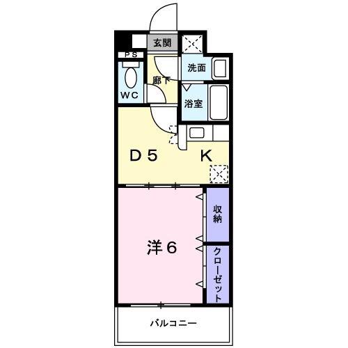 ヴェルビュー(1DK/6階)の間取り写真