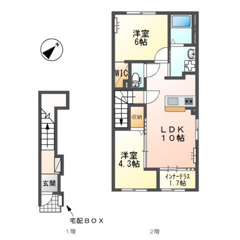 藤沢町アパート(2LDK/2階)の間取り写真