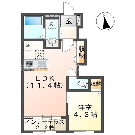CHATEAU・ARV(1LDK/1階)の間取り写真