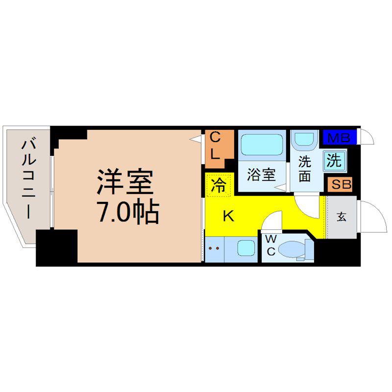 S-RESIDENCE平安通(1K/8階)の間取り写真
