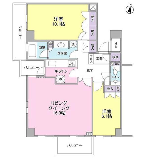 K′S新中野(2LDK/12階)の間取り写真