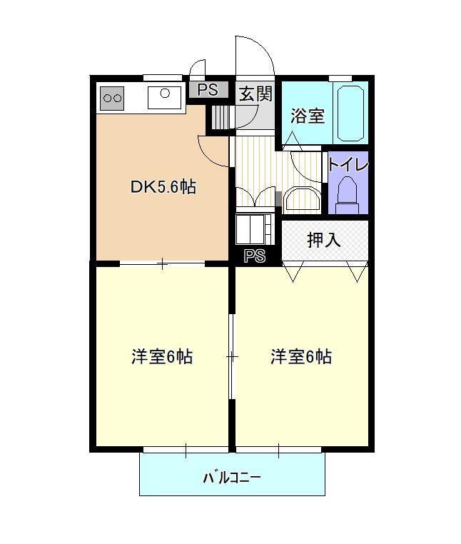 コンフォートA(2DK/1階)の間取り写真