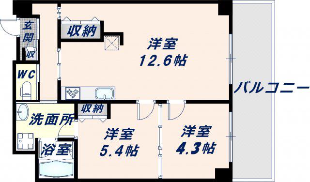 LUVIAS上小阪(2LDK/6階)の間取り写真