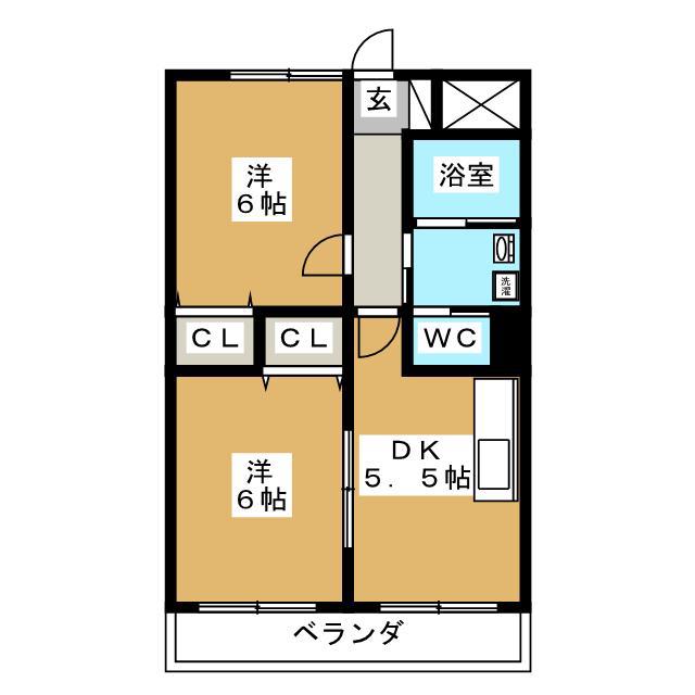 ヴィラコンテッサ下島(2DK/2階)の間取り写真