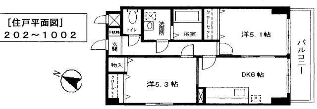 ラプランタン大藤(2DK/2階)の間取り写真