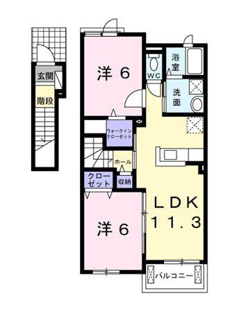 ラフレシールメゾンA(2LDK/2階)の間取り写真