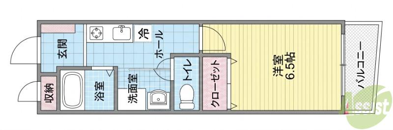 スカイガーデン萩原(1K/1階)の間取り写真