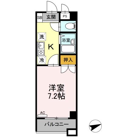 セジュール浦上(1K/4階)の間取り写真