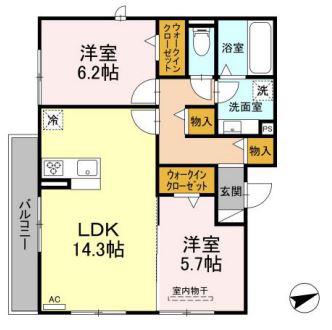 セイムハーツ(2LDK/1階)の間取り写真